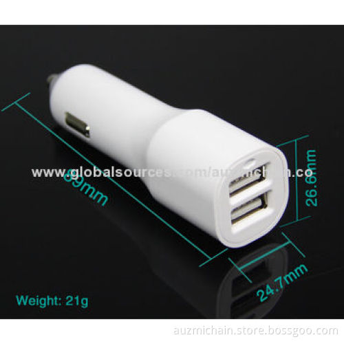 2.4A Latest Design Dual-USB Car Chargers for iPad with Blue Indicator